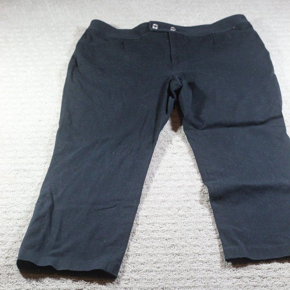 Chaps Size 14P High Rise Straight Leg Black Chino Pants